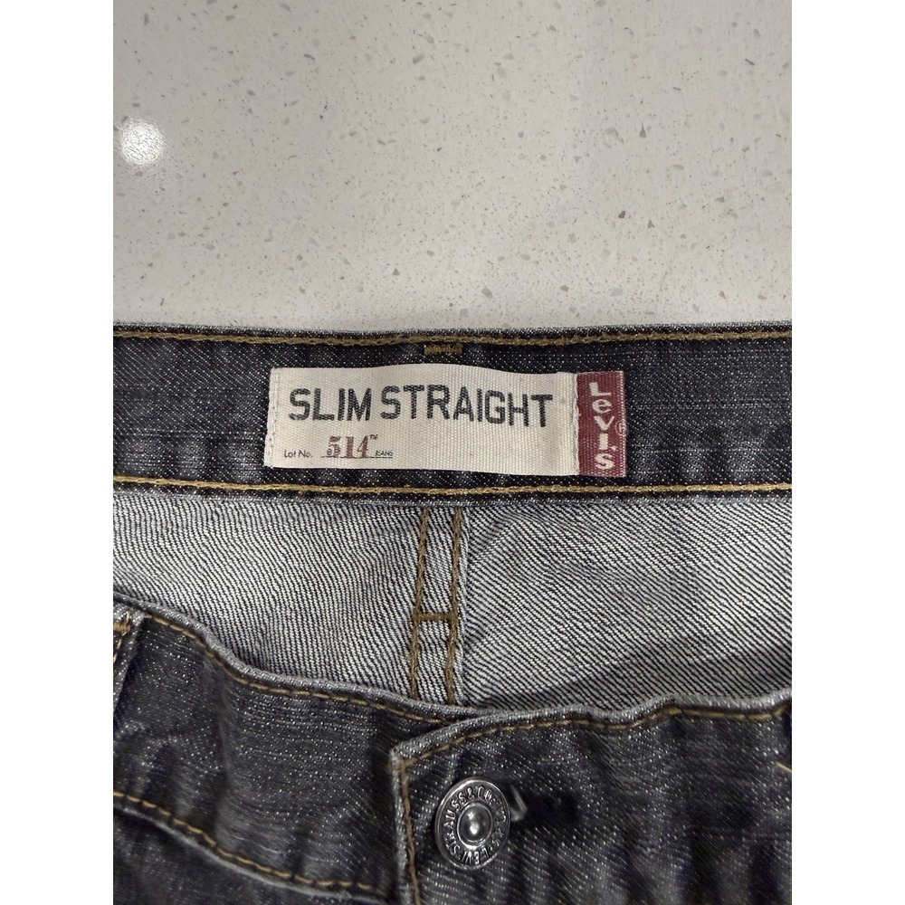 Levi's 514 Men's Slim Straight Jeans 38x32 Dark Grey Wash - Picture 3 of 7